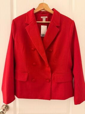 H&M Double-Breasted Red Blazer Jacket